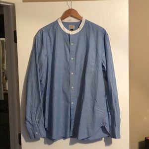 J Crew contrast band collar shirt